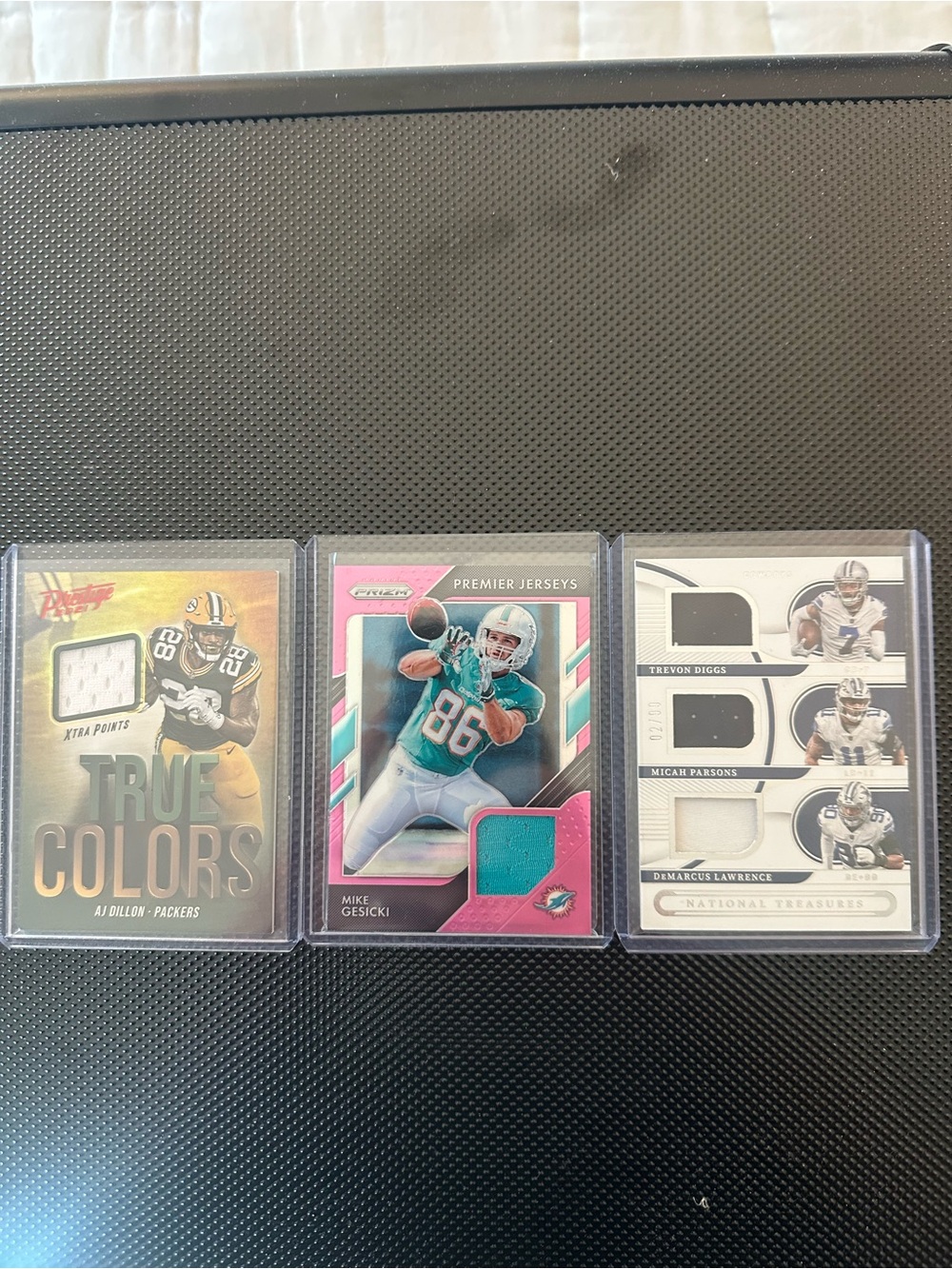 Panini Football Jersey Patch Card Lot with Teal and White Accents